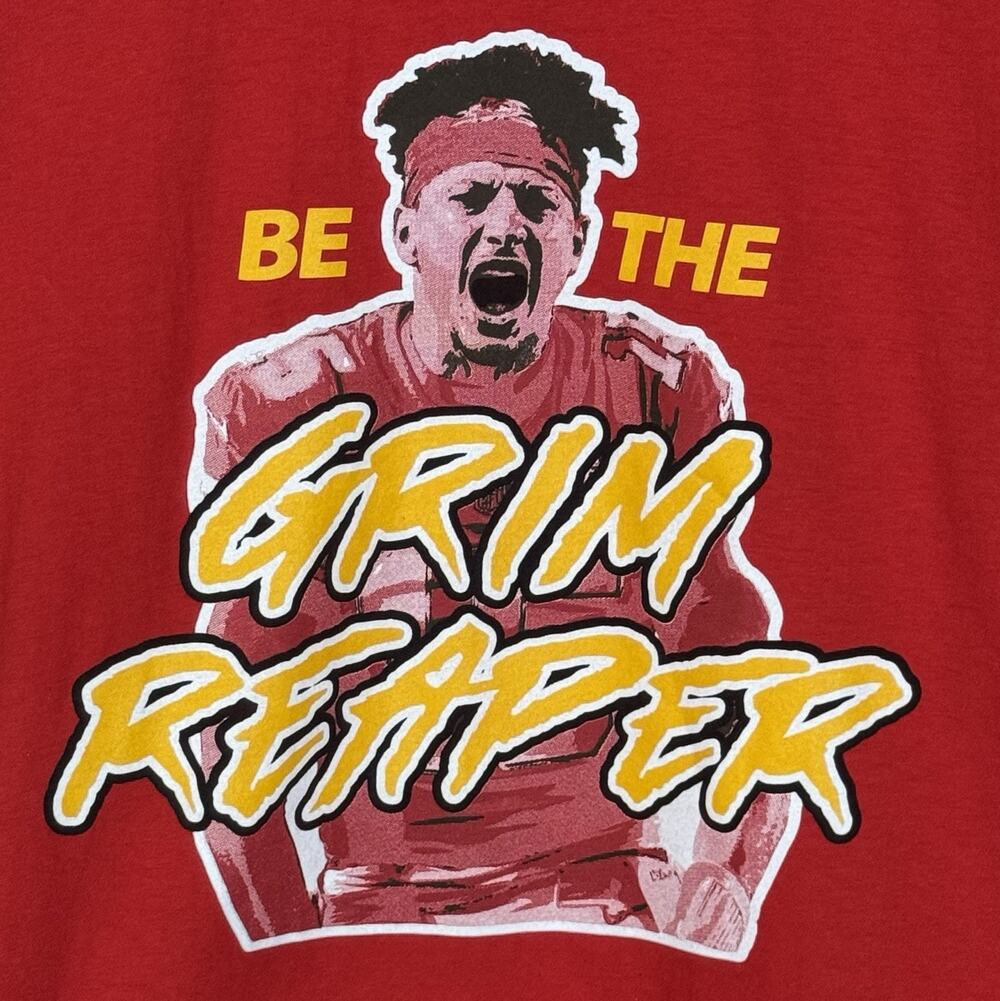 Kansas City Chiefs Mahomes Red T-shirt Be The Grim Reaper M Football NFL